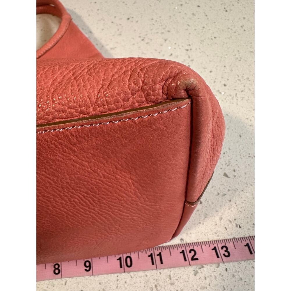 Talbots Genuine Leather Hobo Shoulder Bag Small Coral Pink Boho - Picture 10 of 11